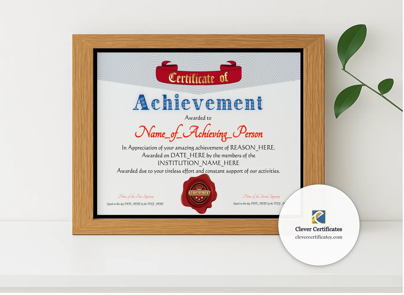 Realistic mockup featuring Achievement Award Banner displayed within a modern frame, set against a minimalistic background.