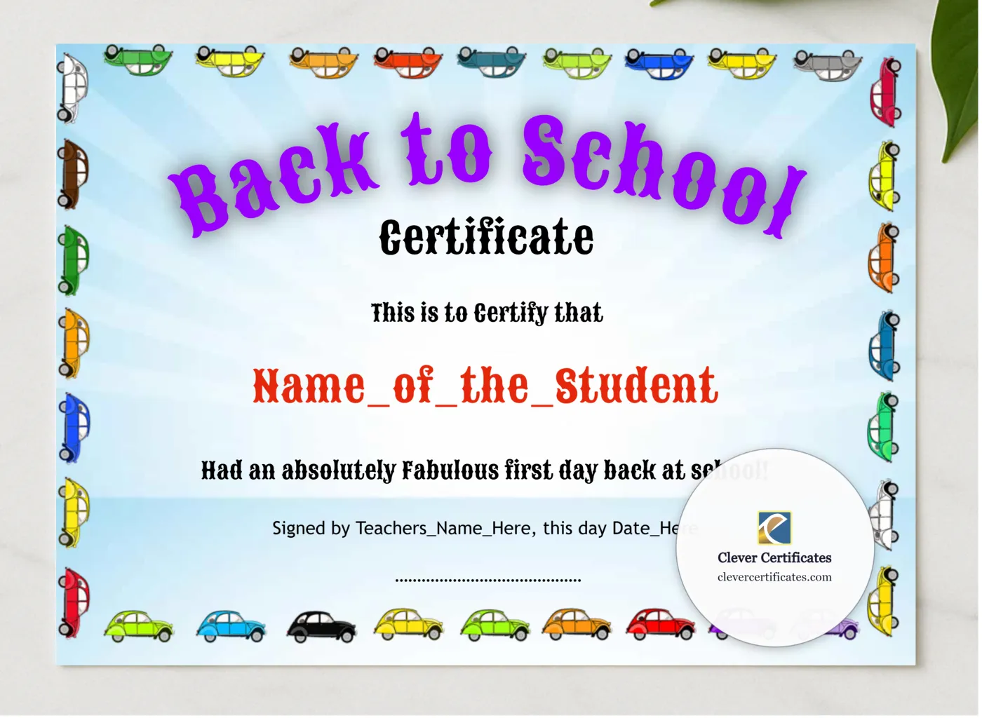 Back To School presented in a sleek wooden frame, elegantly arranged on a stylish table.