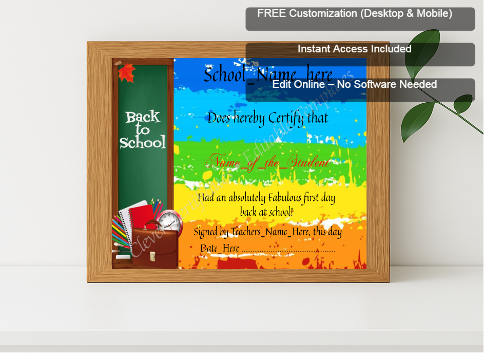 Premium mockup with Free Editor badge stack for Back To School 2