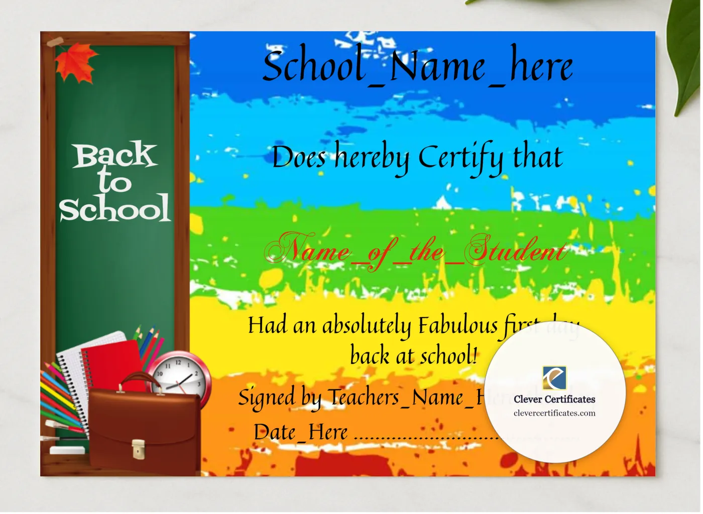 Back To School 2 presented in a sleek wooden frame, elegantly arranged on a stylish table.
