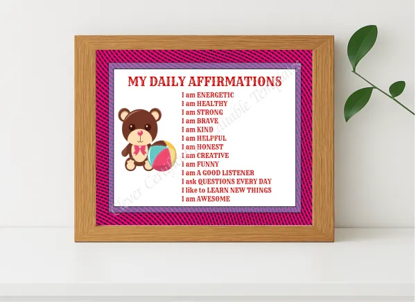 Realistic mockup featuring My Daily Affirmations displayed within a modern frame, set against a minimalistic background.