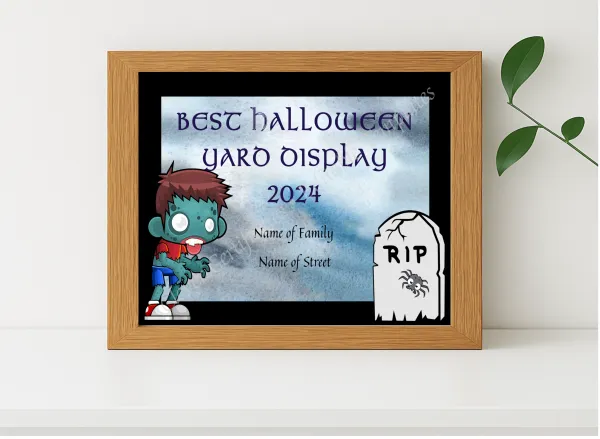 Realistic mockup featuring Best Halloween Yard Display displayed within a modern frame, set against a minimalistic background.