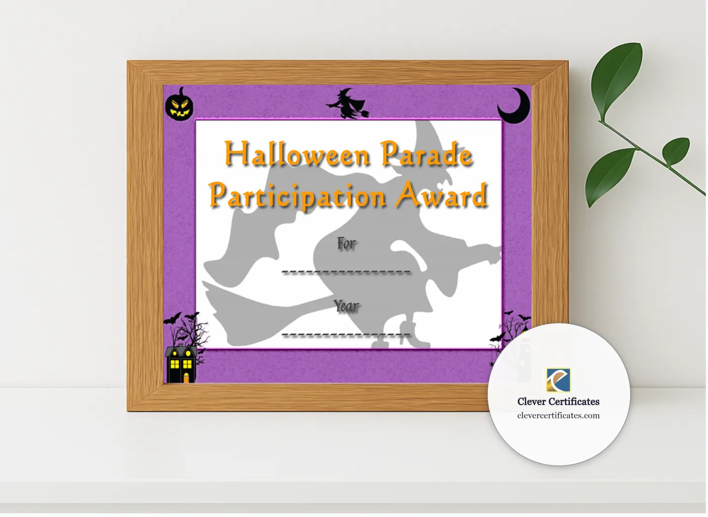 Realistic mockup featuring Parade Participation Award displayed within a modern frame, set against a minimalistic background.