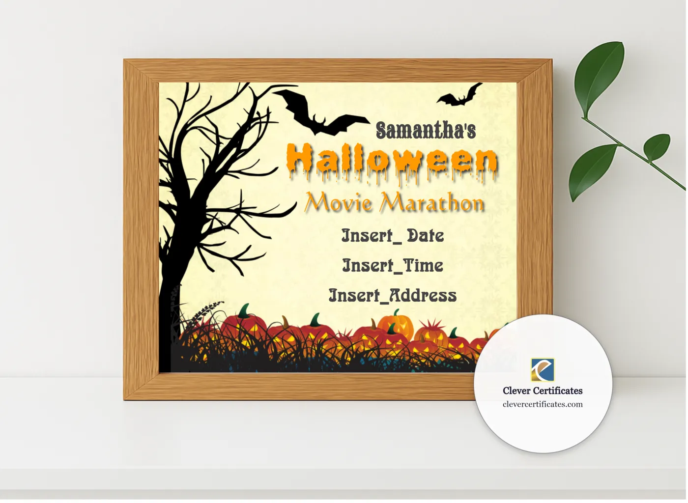 Realistic mockup featuring Halloween Movie Marathon displayed within a modern frame, set against a minimalistic background.