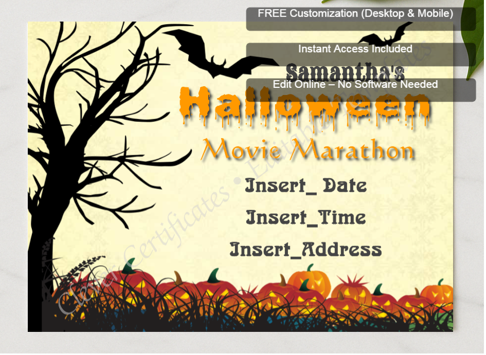 Framed preview featuring Free Editor badge stack for Halloween Movie Marathon