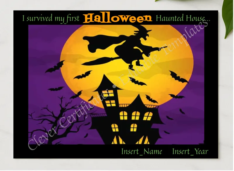First Haunted House Certificate presented in a sleek wooden frame, elegantly arranged on a stylish table.