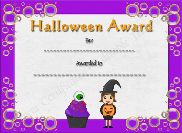 Halloween Award 3 Certificate