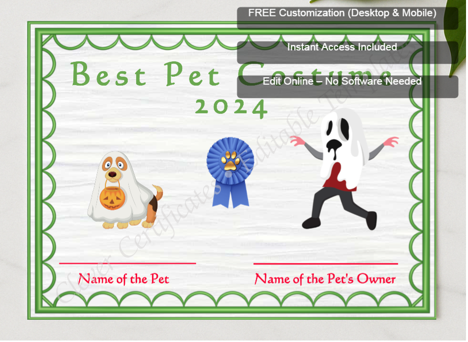 Framed preview featuring Free Editor badge stack for Halloween Pet Costume 2 Award