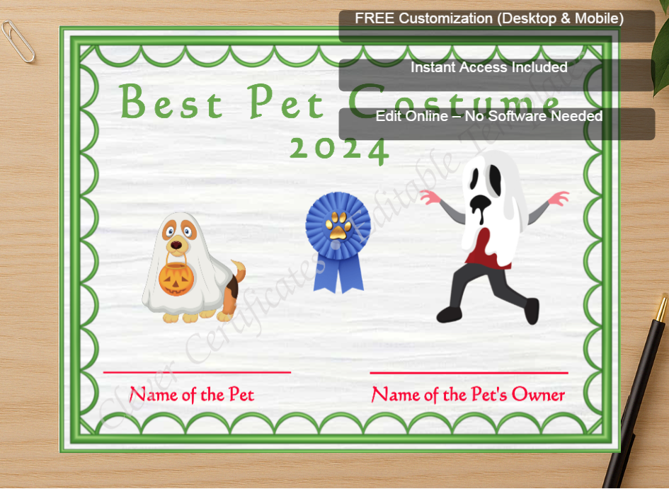 Zoomed preview with Free Editor badge stack for Halloween Pet Costume 2 Award