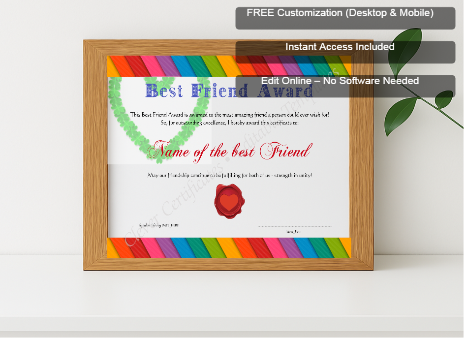 Premium mockup with Free Editor badge stack for Best Friend Award