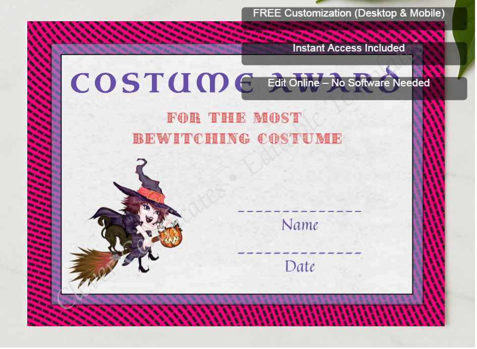 Framed preview featuring Free Editor badge stack for Best Costume Award 1