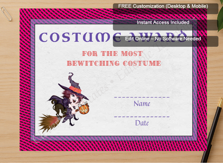 Zoomed preview with Free Editor badge stack for Best Costume Award 1