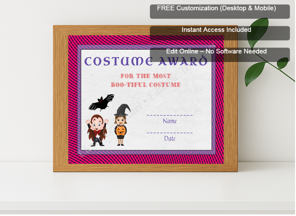 Premium mockup with Free Editor badge stack for Best Costume Award 2