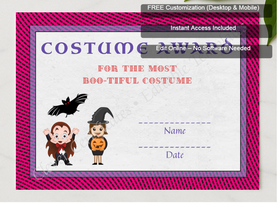 Framed preview featuring Free Editor badge stack for Best Costume Award 2