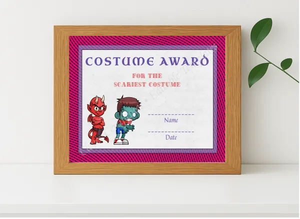 Realistic mockup featuring Best Costume Award 3 displayed within a modern frame, set against a minimalistic background.