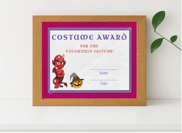 Realistic mockup featuring Best Costume Award 5 displayed within a modern frame, set against a minimalistic background.