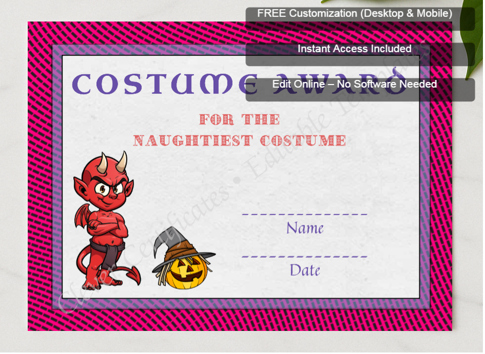 Framed preview featuring Free Editor badge stack for Best Costume Award 5