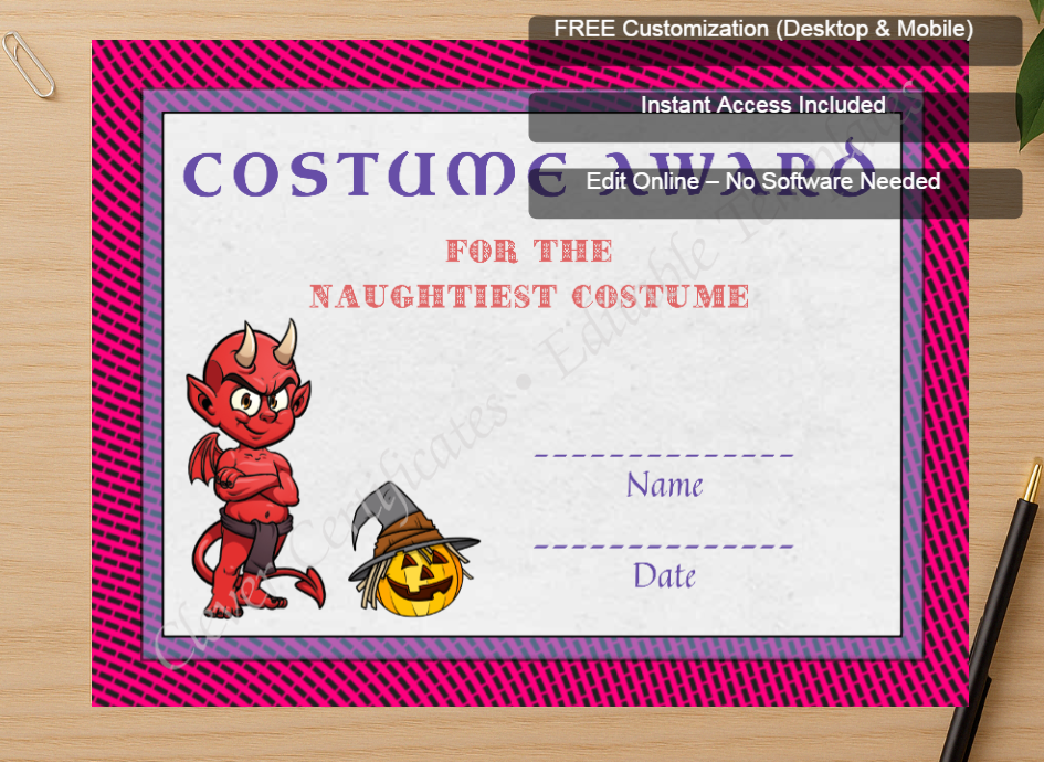 Zoomed preview with Free Editor badge stack for Best Costume Award 5