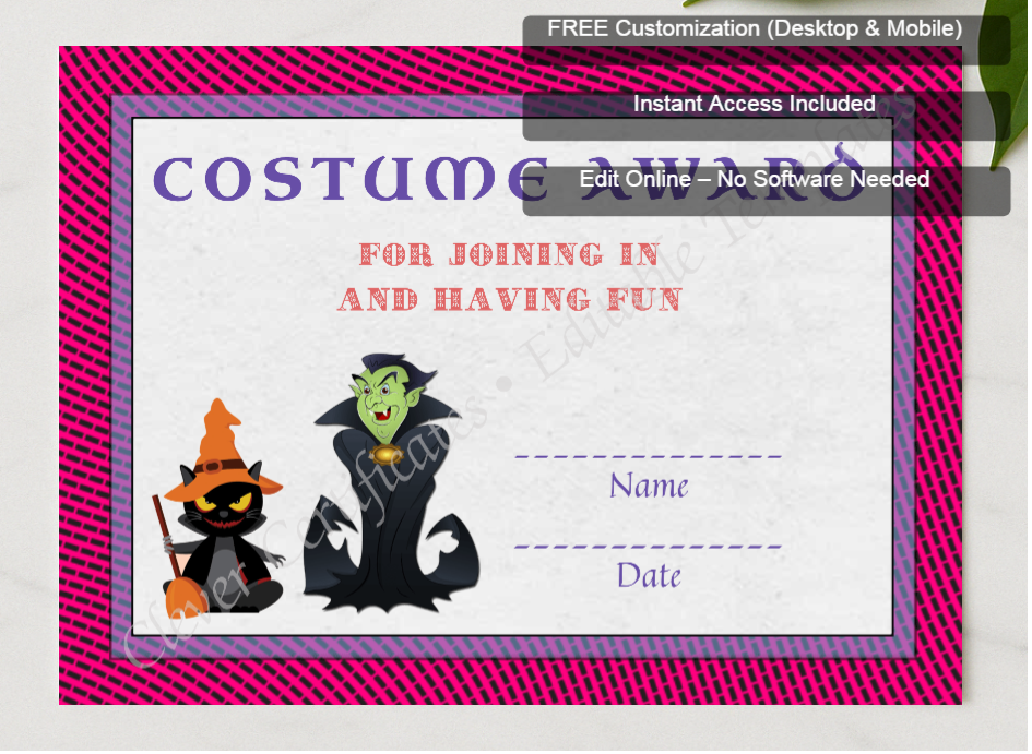 Framed preview featuring Free Editor badge stack for Best Costume Award 6