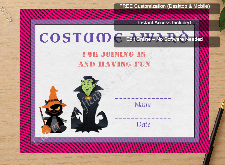 Zoomed preview with Free Editor badge stack for Best Costume Award 6