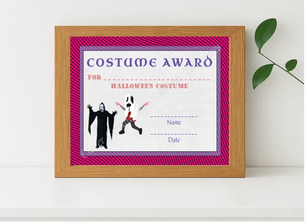 Realistic mockup featuring Best Costume Award 7 displayed within a modern frame, set against a minimalistic background.
