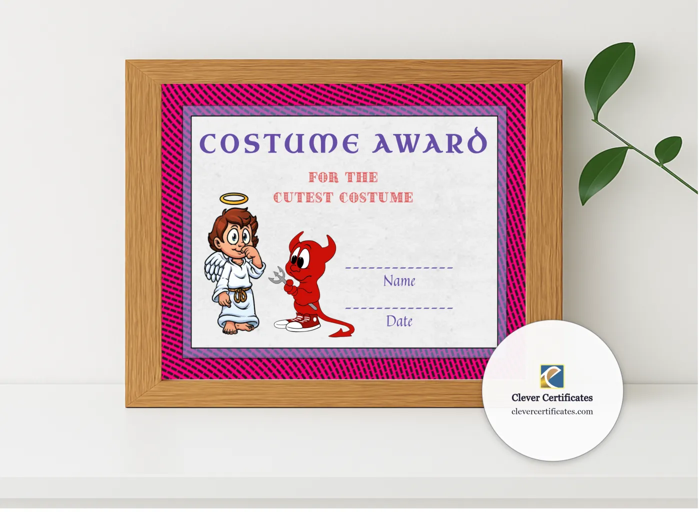 Realistic mockup featuring Best Costume Award 8 displayed within a modern frame, set against a minimalistic background.
