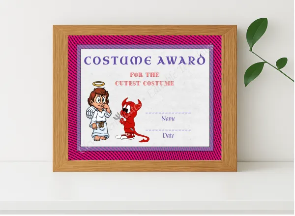 Realistic mockup featuring Best Costume Award 8 displayed within a modern frame, set against a minimalistic background.