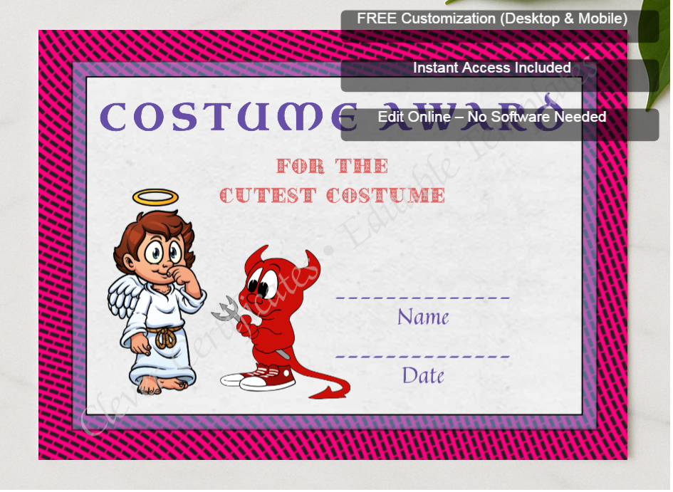 Framed preview featuring Free Editor badge stack for Best Costume Award 8