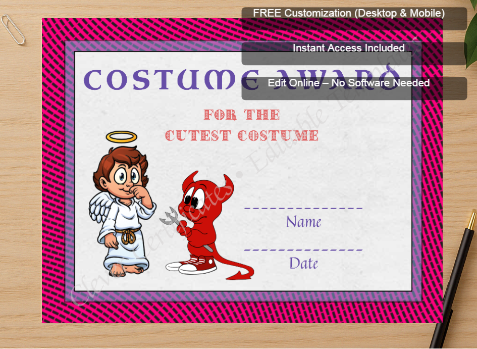 Zoomed preview with Free Editor badge stack for Best Costume Award 8