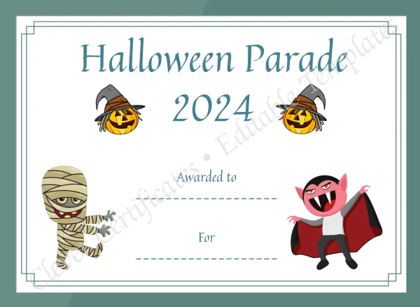 Halloween Parade Certificate