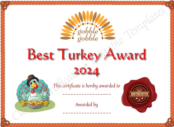 Best Thanksgiving Turkey Award 2