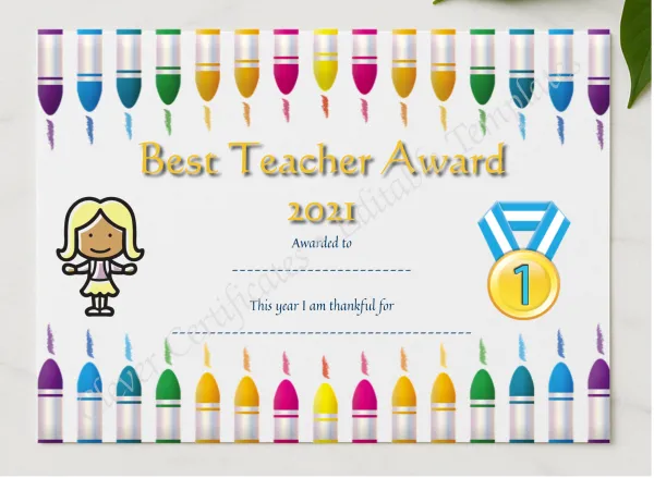 Best Teacher Award 2 presented in a sleek wooden frame, elegantly arranged on a stylish table.