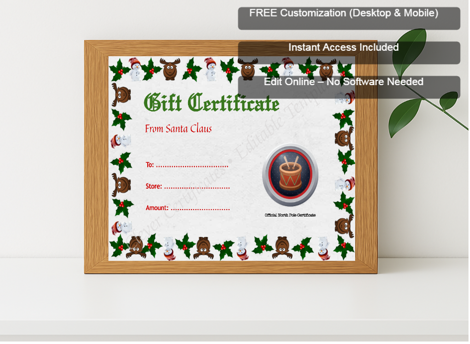 Premium mockup with Free Editor badge stack for Christmas Gift Certificate 3