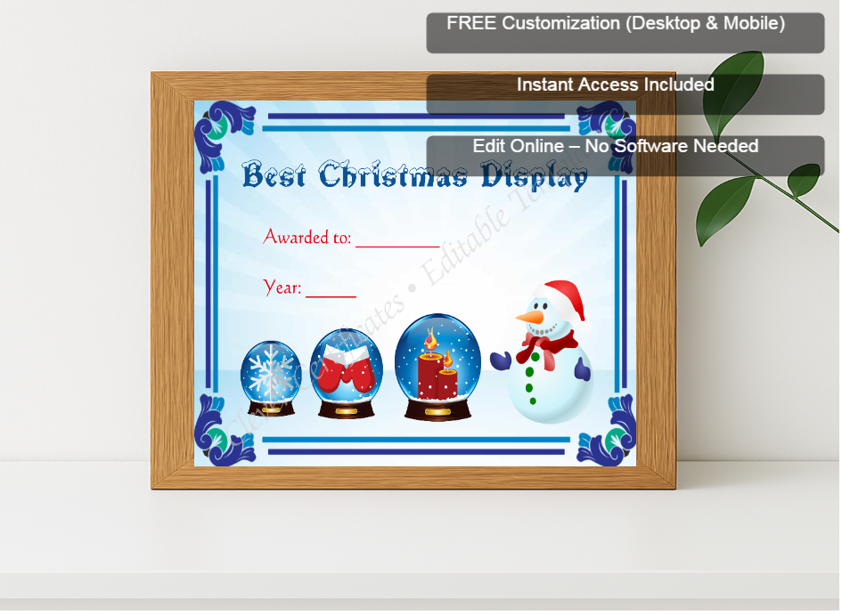 Premium mockup with Free Editor badge stack for Best Christmas Display Award