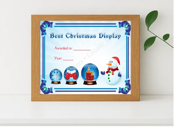 Realistic mockup featuring Best Christmas Display Award displayed within a modern frame, set against a minimalistic background.
