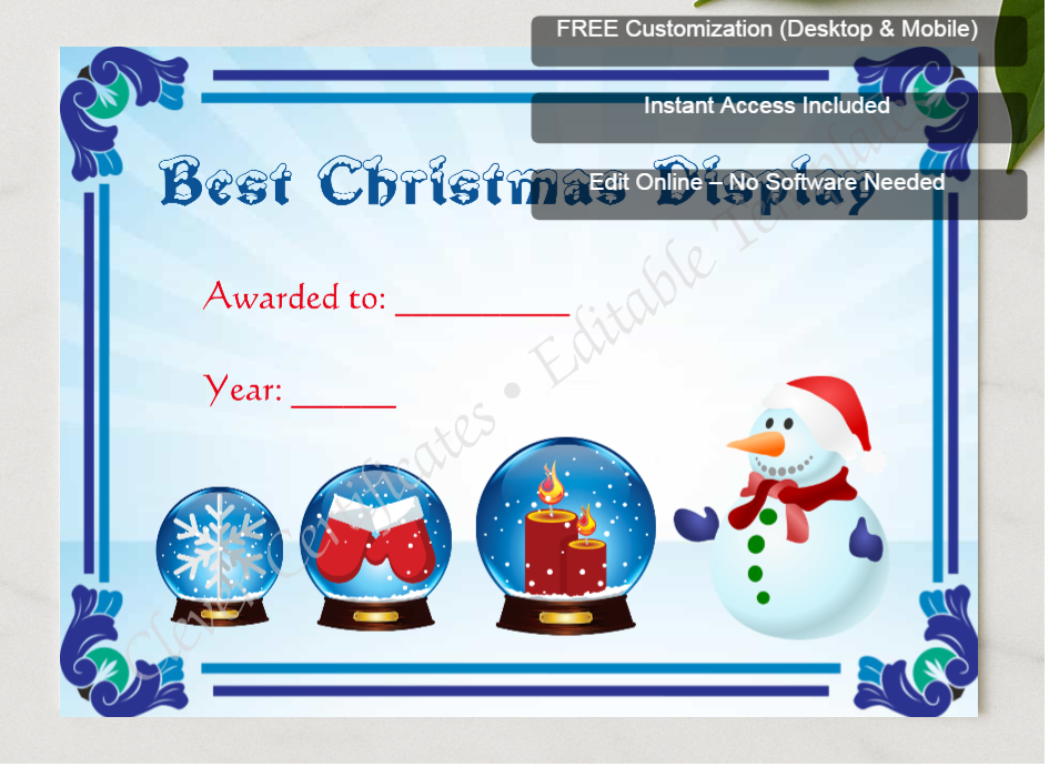 Framed preview featuring Free Editor badge stack for Best Christmas Display Award