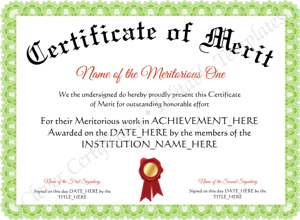 Certificate Of Merit