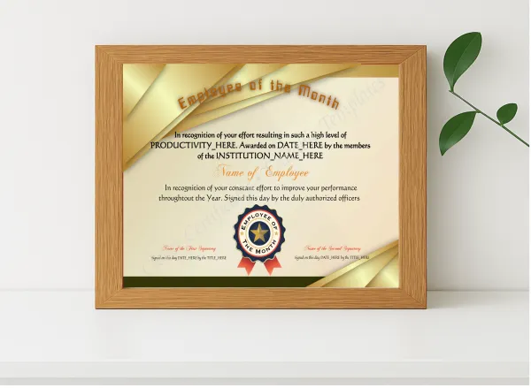 Realistic mockup featuring Employee Of The Month displayed within a modern frame, set against a minimalistic background.