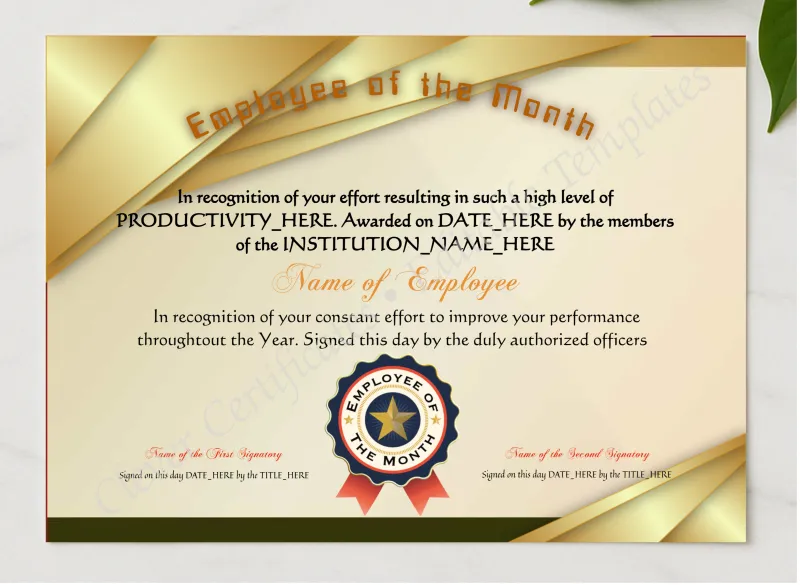 Employee Of The Month presented in a sleek wooden frame, elegantly arranged on a stylish table.