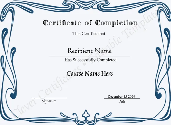 Editable Certificate Of Completion