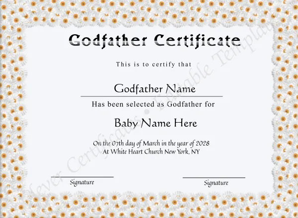 Editable Godfather Certificate