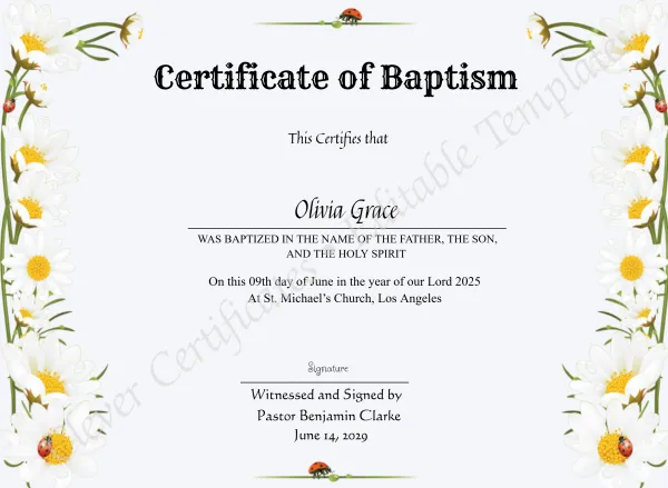 Certificate Of Baptism