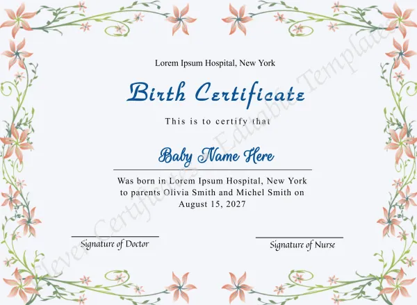 Editable Birth Certificate
