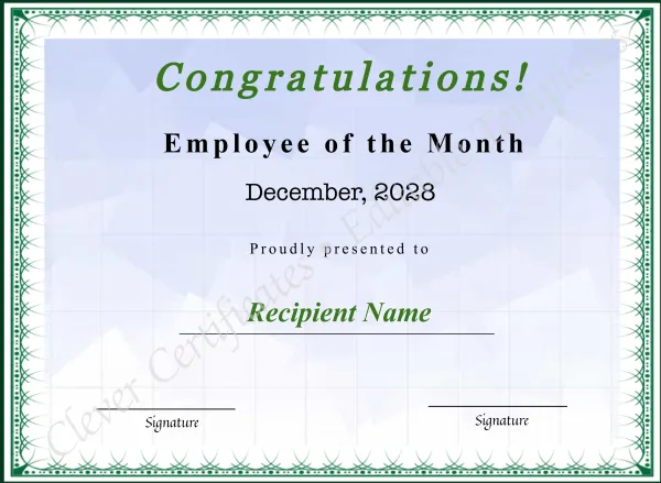 Editable Certificate Of Employee Of The Month