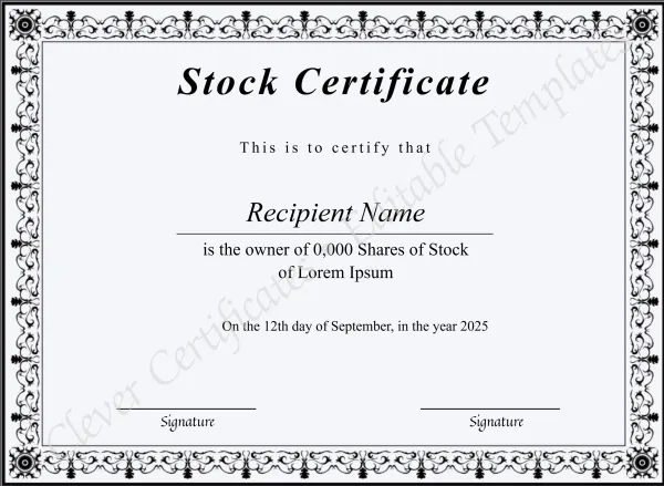 Editable Stock Certificate