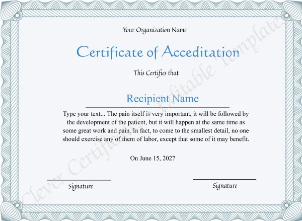 Editable Certificate Of Accreditation 