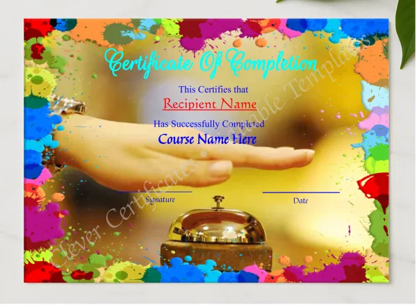  Makeup Course Completion Certificate Template presented in a sleek wooden frame, elegantly arranged on a stylish table.
