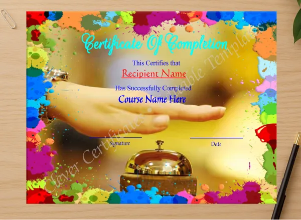 Professional preview of  Makeup Course Completion Certificate Template certificate on high-quality stationery paper, ideal for showcasing the final look.