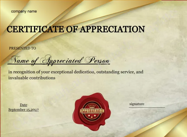 Certificate Of Appreciation Template