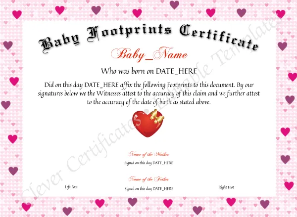 Baby Footprints Certificate